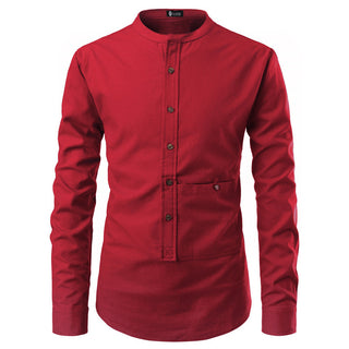 Buy red Men Slim Long Sleeve Dress Shirt