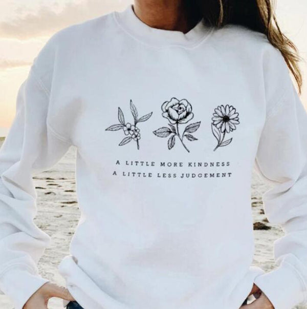 Floral Kindness Cotton Round Neck Sweater