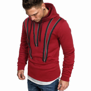 Buy red Men Casual Striped Pullover Hoodie