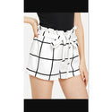 Plaid Belted Ruffle Waist Shorts