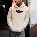 Men Bat Printed Plush Hoodie