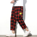 Men Plaid Mid-Calf Sweatpants