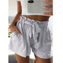 Ruffled Waist Belted Cotton Blended Shorts