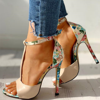 Women High Heel Patterned Sandals