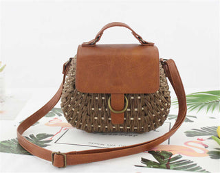 Women Antique Woven Messenger Straw Bag