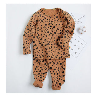 Buy coffee Cotton Leopard Print Two Piece Shirt and Pants