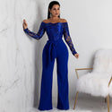 Lace-neck wide-leg jumpsuit