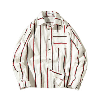 Buy red Men Loose Striped Shirt