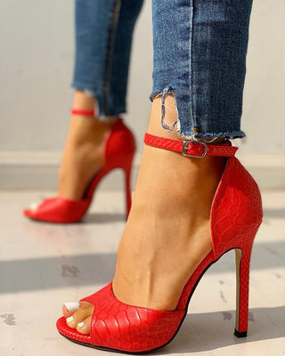 Buy red Women High Heel Patterned Sandals