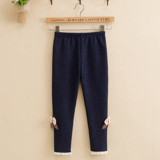 Buy navy-blue Girls Soft Interior Fabric Jeggings