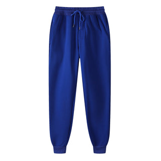 Buy blue Unisex Cotton Solid Color Mid Waist Sweat Pants