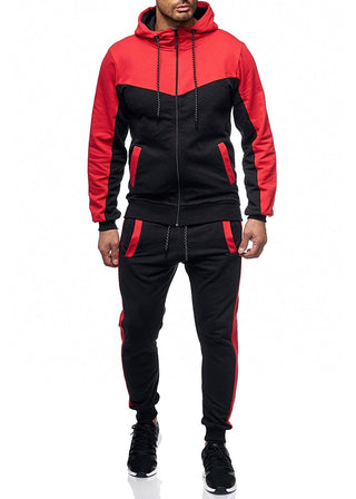 Buy red Men Casual Hooded Start Sweatshirt Suit