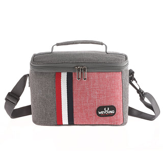 Buy orange-pink Insulated Striped Lunch Bag