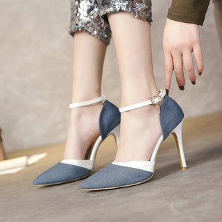 Women Denim Pointed Stiletto Heels