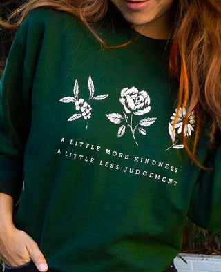 Buy green Floral Kindness Cotton Round Neck Sweater