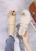 Pineapple Pearl Strapped Flat Flip Flops