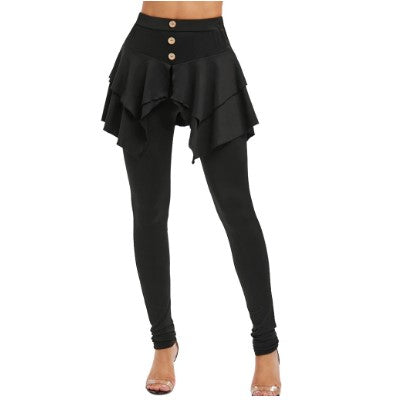 Women Tiered Ruffle Skirted Legging