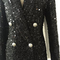 Shiny Silk Sequined Blazer Dress