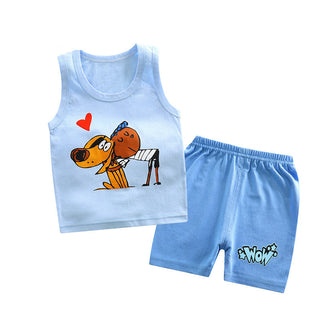 Buy cartoon-puppy Two-Piece Sleeveless Shorts for Boys and Girls