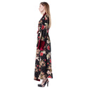 Women Floral Velvet Line Cardigan Robe