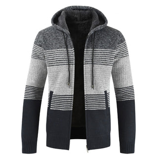 Buy gray Men Hooded Zipper Sweater