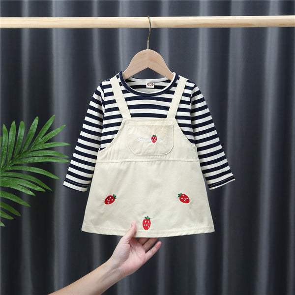 Girls Strawberry Overall Dress