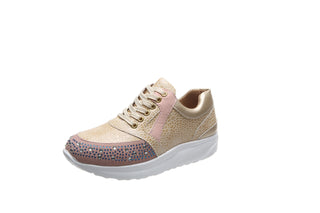 Buy gold Women Rhinestone Shiny Sneakers