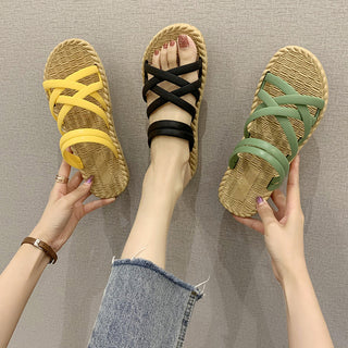 Women Thick Bottom Woven Strapped Sandals