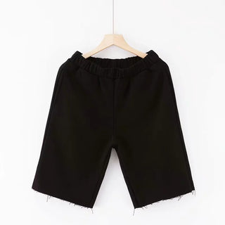 Buy black Cotton Mid Thigh Elasticated Short