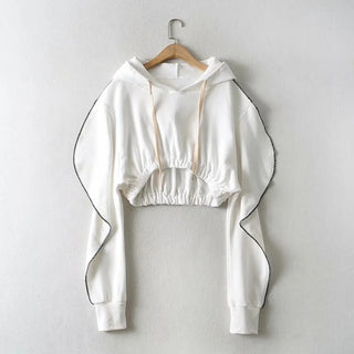 Buy white Drawstring Pullover Hoodie