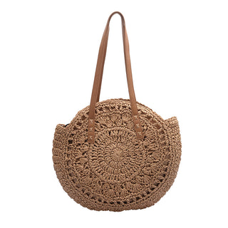 Round Hollow Straw Crochet Shoulderbag