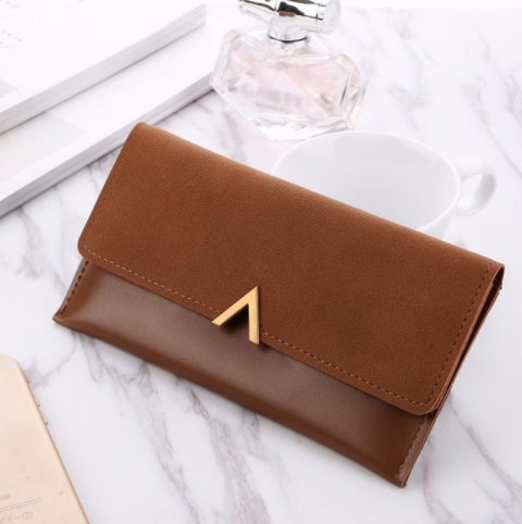 Women V-Clipped Leather Wallet