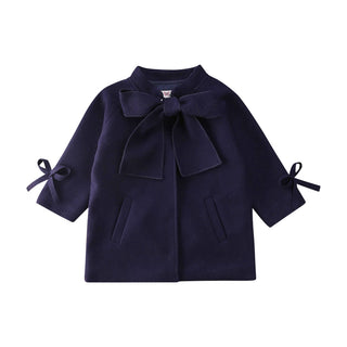 Buy black Kids Long Woolen Trench Coat