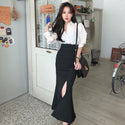 Women High Waist Slit Mermaid Maxi Skirt