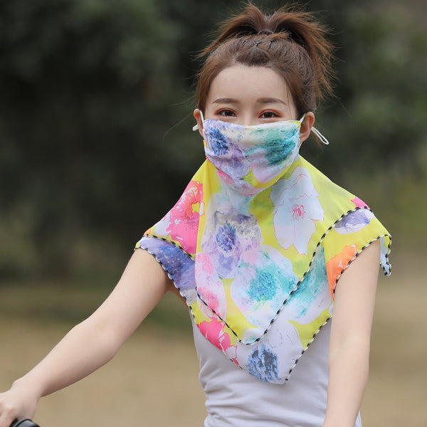 Women Chiffon One-Piece Mask Scarf