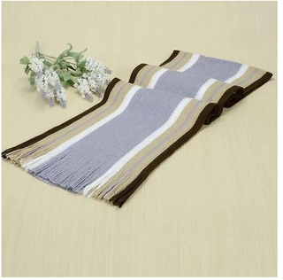 Buy light-gray Men Striped Fringe Scarves