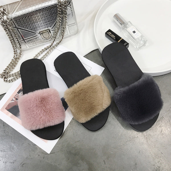 Plush Strapped Slip-on Plastic Comfort Shoes