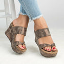 Wedge Flip-Flop Thick Heeled Leather Sandals