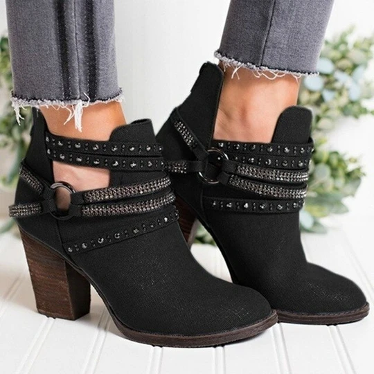 Women Versatile Low-barrel Rivet Boots