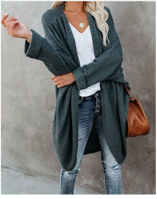 Buy grey New Loose Knit Cardigan With Large Pockets