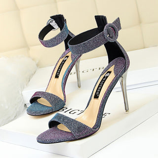 Sequined Rubber Imitation Leather High Heels