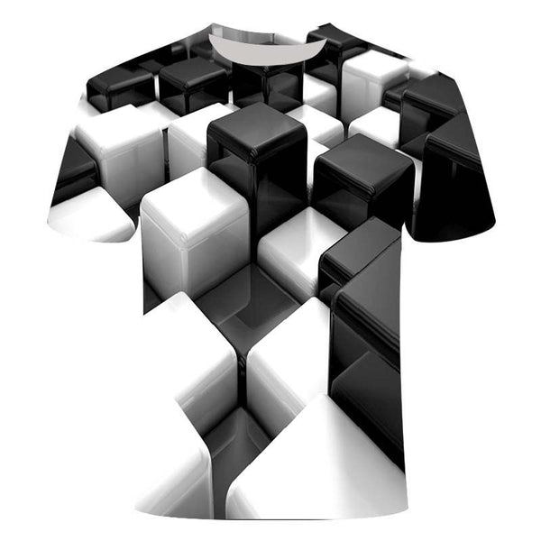 Men Creative 3D Line Printing T-Shirt