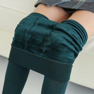 Buy green Women Warm Fur Lined Leggings