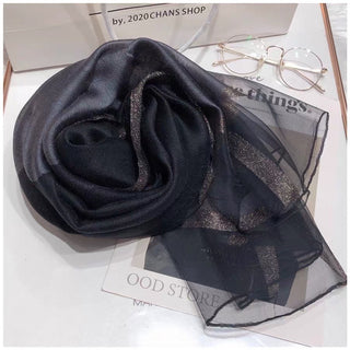 Buy black-grey Women Smooth Silk Scarves