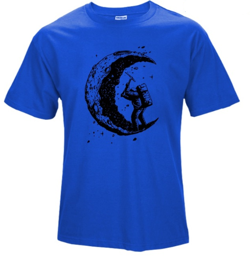 Men's Digging The Moon Print Casual T Shirt