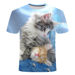 Buy 4-style Unisex Cute Cat Print 3D Short Sleeve T-shirt