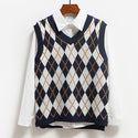 Women College Style Knitted Sweater Vest