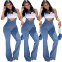 Pure Color Suspender Zipper Jumpsuit