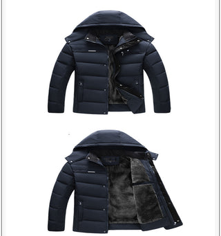 Buy navy-blue Men Hooded Slim Fit Padded Down Jacket