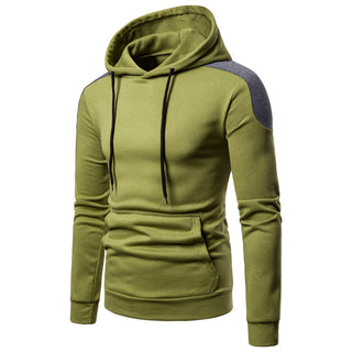 Buy army-green Men Long Sleeve Matching Color Hoodie